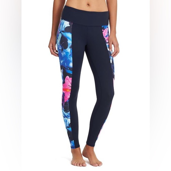 Athleta Superimpose Chaturanga High-rise Leggings Navy Floral Stretch Size S - Picture 6 of 6